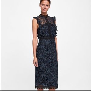 Zara blue lace midi dress